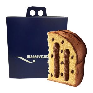 750 g Panettone mit Schokoladenstückchen und Schokoladencreme in einer Faltschachtel mit Werbeanbringung