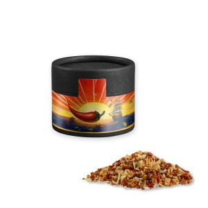 Gewürzmischung HOT Karibik Mix in Kraftpapierdose Mini schwarz mit Werbebanderole