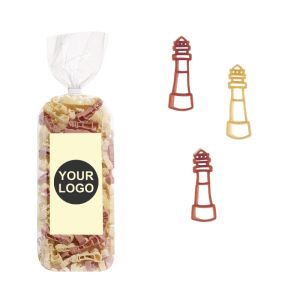 250 g Werbe-Nudeln in Leuchtturm-Form im Standbeutel mit Werbeetikett