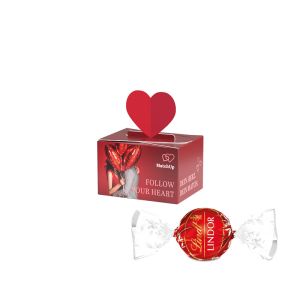 Lindt LINDOR Milchkugel in Geschenkbox mit Herz und Werbedruck