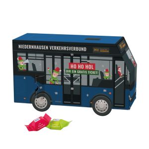 Bus Adventskalender Ritter SPORT mit individuellem Werbedruck