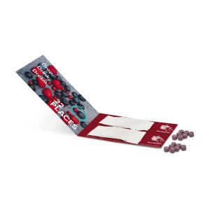Werbeklappkarte mit zwei Sachets Promo Drops in einer Wunschsorte
