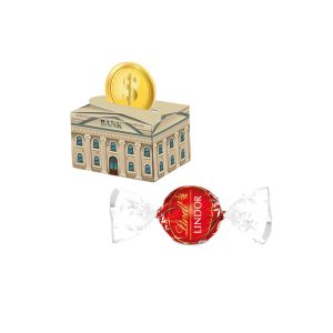 Lindt LINDOR Milchkugel in Geschenkbox mit runder Fläche und Werbedruck