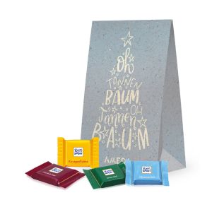 Weihnachtliche Geschenktüte (Graspapier) Ritter SPORT Schokotäfelchen mit Werbedruck