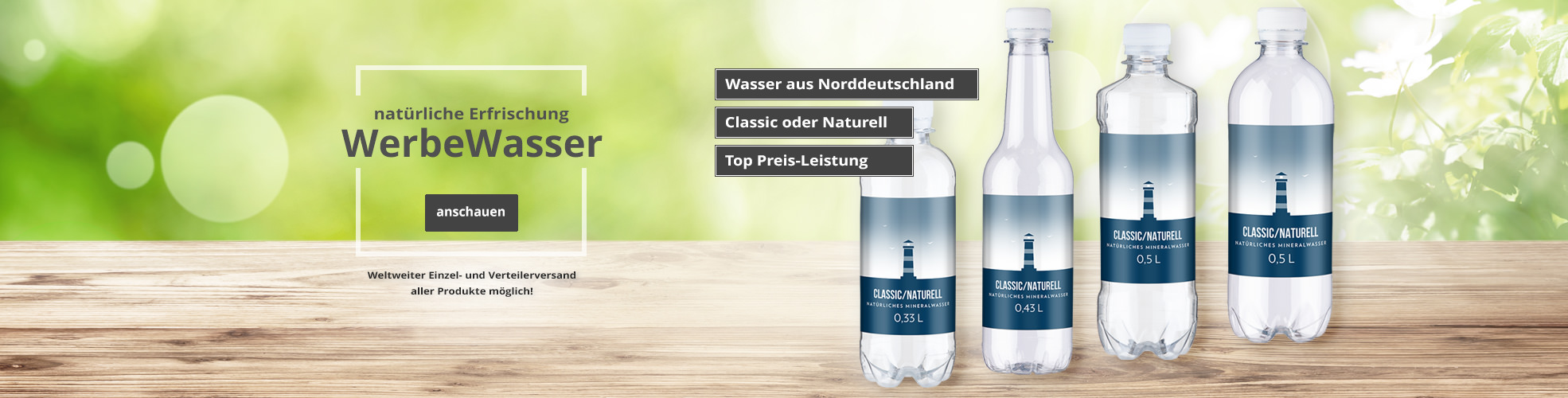 Jetzt natürlich erfrischen mit unserem Werbewasser aus Deutschland!