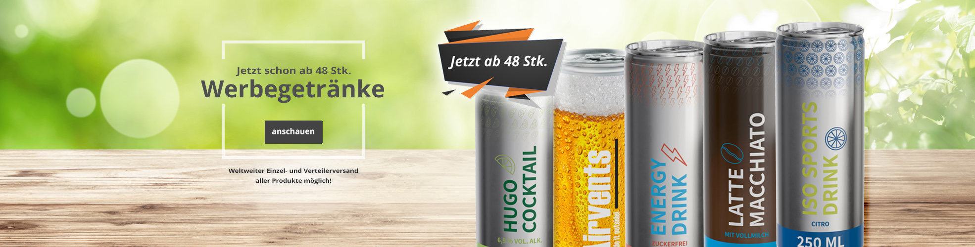 Werbegetränke komplett individualisiert. Jetzt schon ab 48 Stk. von SweetPromotion