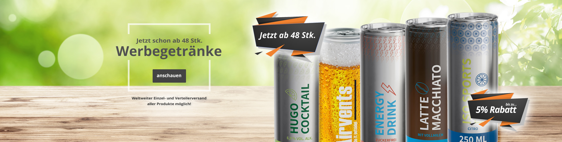 Werbegetränke komplett individualisiert. Jetzt schon ab 48 Stk. von SweetPromotion