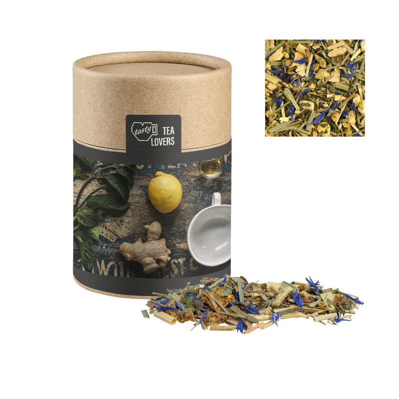 40 g Lemon Ingwer Bio Tee in kompostierbarer Pappdose mit Werbeetikett