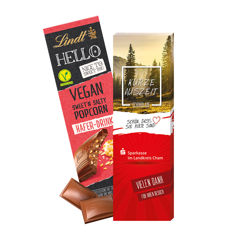 100 g Lindt HELLO Vegan Schokoladentafel in Werbekartonage