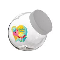 0,9 Liter Schräghalsglas befüllt mit Marshmallows und mit Werbeetikett Bild 4