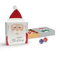 44 g Mini Pralinés im Werbeschuber mit Weihnachtsmütze und Bedruckung Bild 1