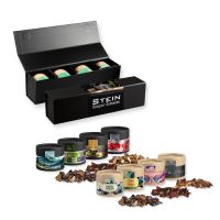 4er Geschenk-Set Premium schwarz mit Magnetverschluss und Weihnachts Teesorten mit Werbebanderole Bild 1
