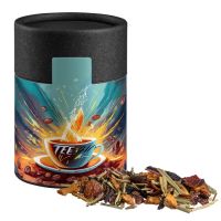 Kräutertee EnergieMix + Koffein in biologisch abbaubarer Eco Midi Pappdose schwarz mit Werbebanderole Bild 1