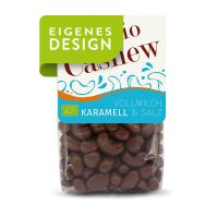 170 g LANDGARTEN Bio Cashews geröstet VM Karamell im Standbodenbeutel und Werbereiter Bild 1