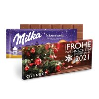 100 g Milka Weihnachtsschokolade Schneewunder mit Werbedruck Bild 1