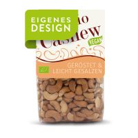 160 g LANDGARTEN Bio Cashews geröstet gesalzen im Standbodenbeutel und Werbereiter Bild 1