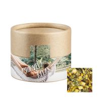 18 g Ayurveda Relax-Tee in kompostierbarer Pappdose mit Werbeetikett Bild 1