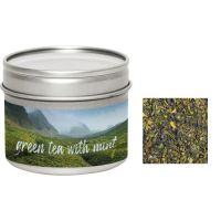18 g Bio Tee Grüner Tee mit Minze in Sichtfensterdose mit Werbeetikett Bild 1