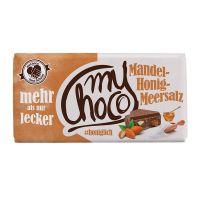 180 g myChoco Schokoladentafel Mandel-Honig-Meersalz mit Werbebanderole Bild 2