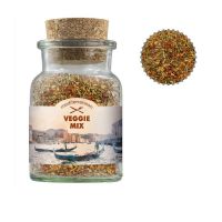 50 g Gewürzmischung Mediterraner Veggie Mix im Korkenglas mit Werbeetikett Bild 1