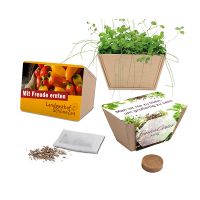 Kräutermischung-Samen im Mini-Beet mit Werbeanbringung Bild 2
