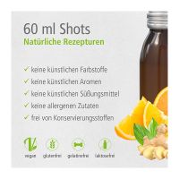 60 ml Vitamin-Shot Orange in Glasfläschchen mit Werbeetikett Bild 2