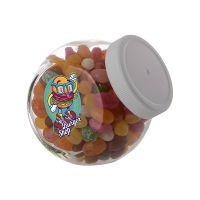 0,4 Liter Schräghalsglas befüllt mit Jelly Beans und mit Werbeetikett Bild 2