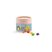 Mini Papierdose Skittles Kaubonbons mit Papieretikett und Logodruck Bild 1