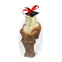 425 g Schokoladen Weihnachtsmann im Standbeutel mit bedruckbarem Anhänger Bild 1