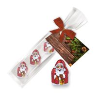 20 g Mini Schoko-Weihnachtsmänner im Präsent-Beutel mit bedruckbarer Werbekarte Bild 1