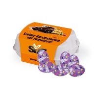 Milka Alpenmilch-Eier 6er-Set in Eierkartonage mit Werbebanderole Bild 3