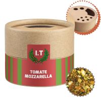 28 g Tomate-Mozzarella Gewürzmischung im biologisch abbaubaren Pappstreuer mit Werbeetikett Bild 1