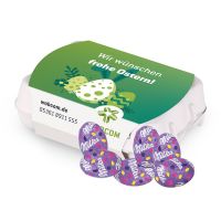 Milka Alpenmilch Eier 12er-Set in Eierkartonage mit Werbebanderole Bild 1