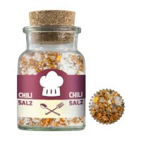 55 g Chili-Salz im Korkenglas mit Werbeetikett Bild 1