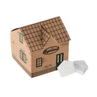 Haus aus Kraftpapier mit Pfefferminz in Hausform und mit Werbedruck Bild 1