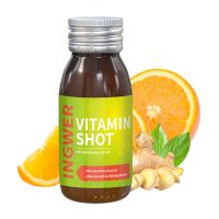 60 ml Vitamin-Shot Orange-Ingwer in Glasfläschchen mit Werbeetikett Bild 1