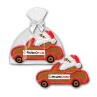 70 g Weihnachtsmann im Cabrio mit Lebensmitteldruck auf Marzipanfondant Bild 1
