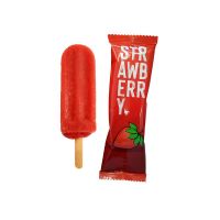 90 ml Erdbeer Sorbet-Eis im Flowpack mit rundum Werbedruck Bild 1