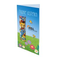 Schokoladen-Lolly in Oster-Faltkarte mit Werbedruck Bild 1