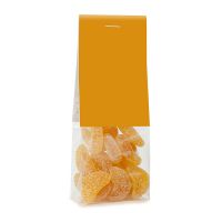 50 g gelbe Fruchtgummi Zitronenstücke im Standbeutel mit Werbereiter Bild 1
