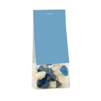 40 g blaue und weiße Wolken-Fruchtgummis im Naschbeutel mit Werbereiter Bild 1
