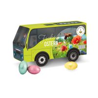 3D Oster Bus Rettergut Schoko-Ostereier mit Werbebedruckung Bild 1