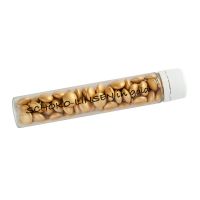 20 g goldene Schoko-Linsen im PET-Röhrchen mit Werbeetikett Bild 1