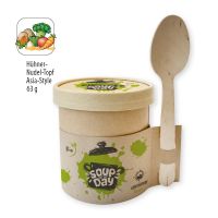 Bio Instant Suppe Hühner-Nudel-Topf Asia-Style im Graspapierbecher mit Werbedruck Bild 1