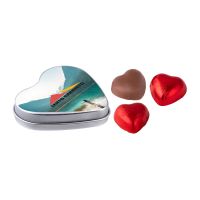 Herzförmige Dose mit Schokoladenherzen und mit Logodruck Bild 2