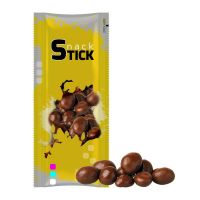 30 g Bio Schoko-Erdnüsse im Stickpack mit Werbedruck Bild 1
