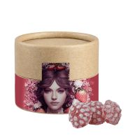 45 g Himbeer Bonbons in Eco Pappdose Mini mit Werbebanderole Bild 1