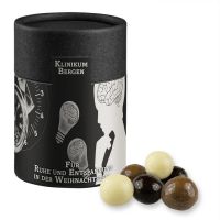 50 g Knusperkugel-Mix in kompostierbarer schwarzer Pappdose mit Werbeetikett Bild 1