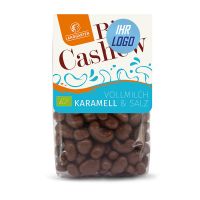 170 g LANDGARTEN Bio Cashews geröstet VM Karamell im Standbodenbeutel mit Werbeaufkleber Bild 1