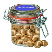 60 g Goldnüsse Bonbons im Mini Bonbonglas mit Werbeetikett Bild 1